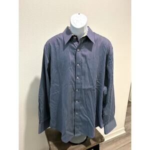 Robert Graham Men's XL Blue Striped Button-Down Shirt Long Sleeve Flip Cuff B15